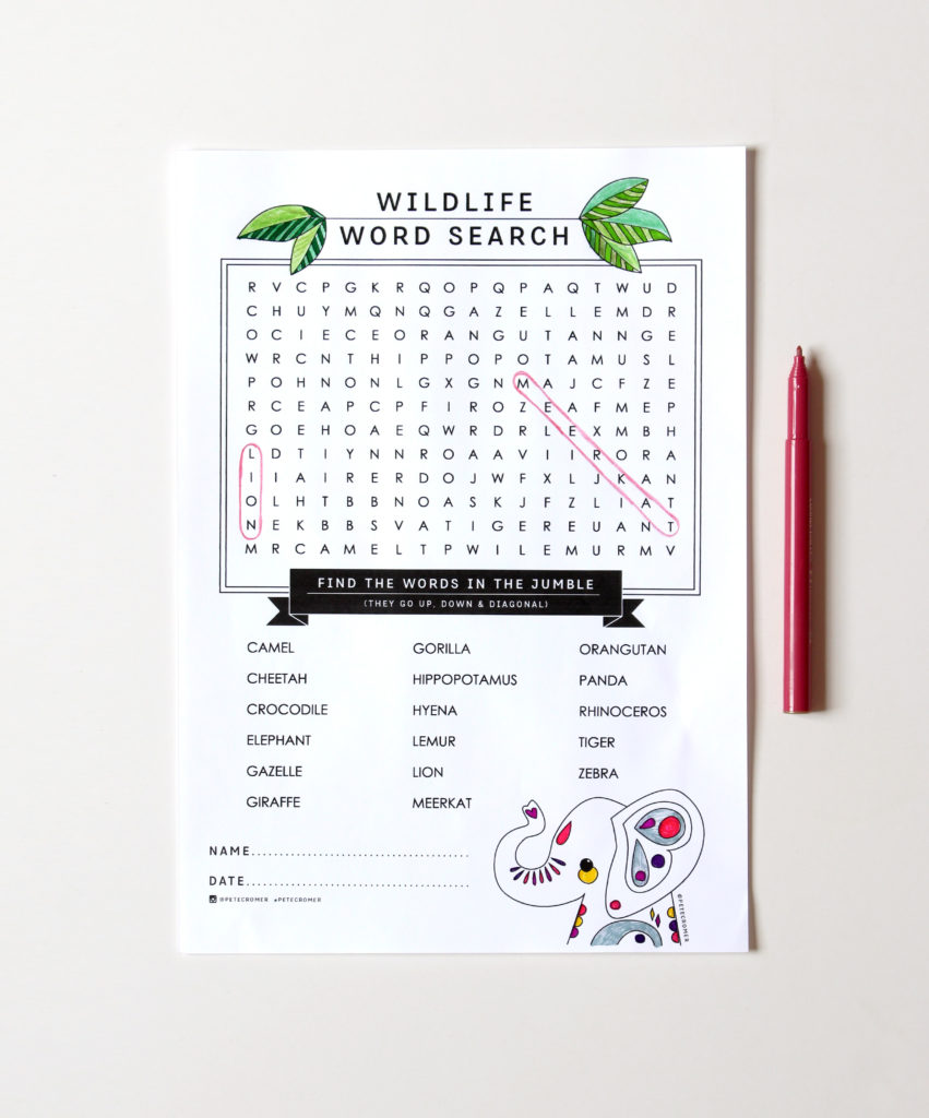 Wildlife Word Search Printable