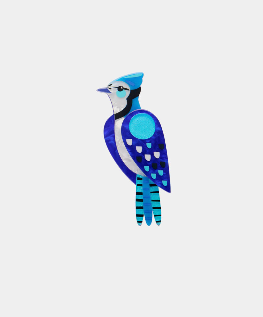 The Boisterous Blue Jay Brooch