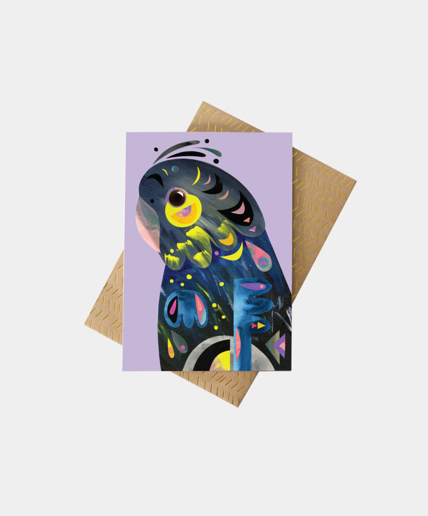Glossy Black Cockatoo Greeting Card