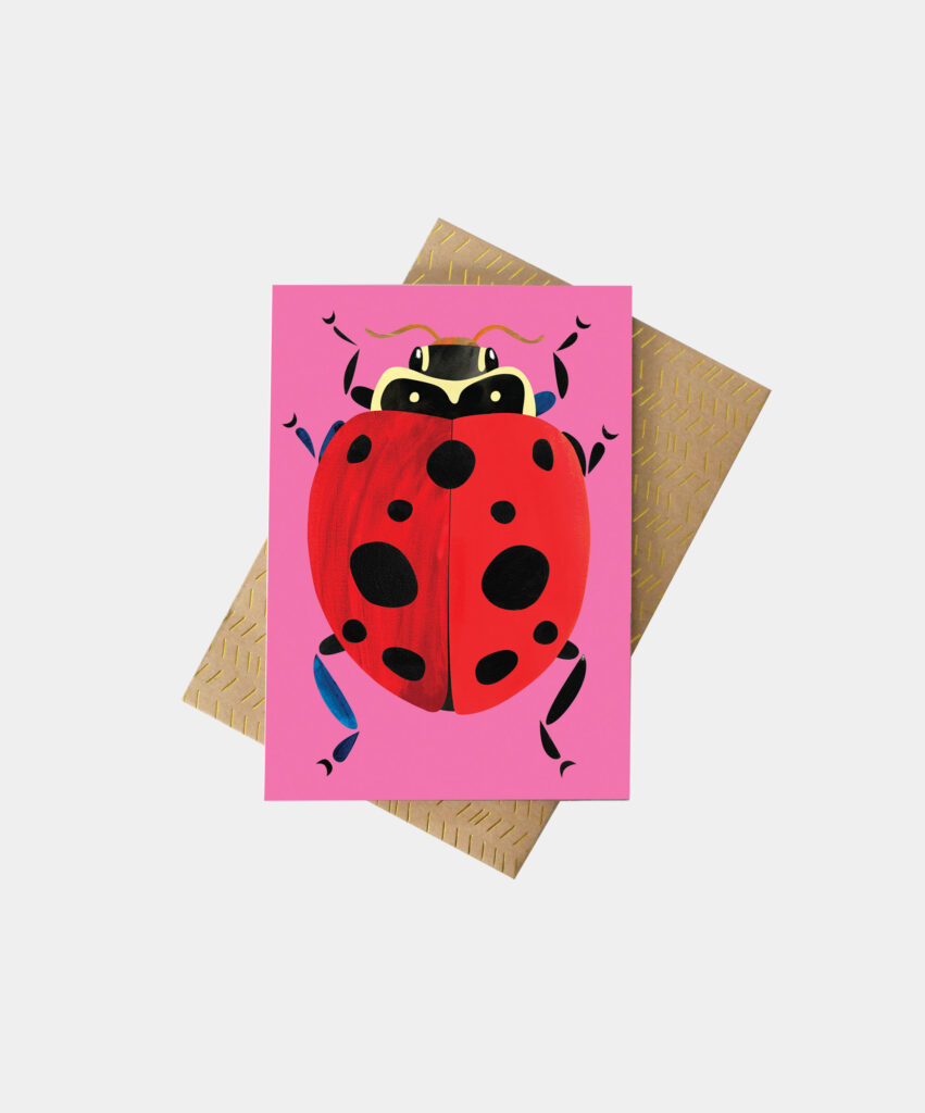 Spotted Amber Ladybird Greeting Card